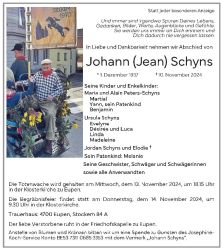 Schyns Johann Anzeige