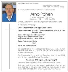 Pohen Arno Anzeige