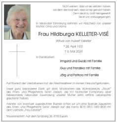 Kelleter-Vise Hildburga Anzeige