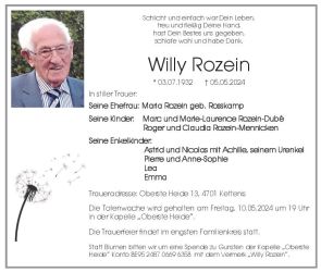 Rozein Willy Anzeige