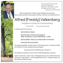 Valkenberg Alfred (Freddy) Anzeige