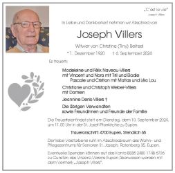 Villers Joseph Anzeige