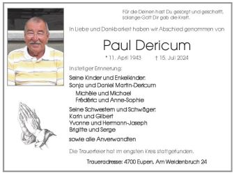 Dericum Paul Anzeige