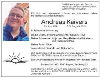 Kaivers Andreas Anzeige