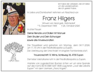 Hilgers Franz Anzeige