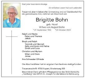 Bohn-Hezel Brigitte Anzeige